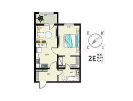 1-комнатная квартира, 42.45 м2