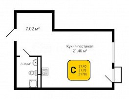 1-комнатная квартира, 31.78 м2