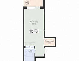 1-комнатная квартира, 32.45 м2