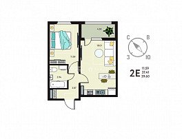 1-комнатная квартира, 39.6 м2