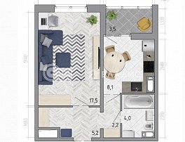 1-комнатная квартира, 38.8 м2