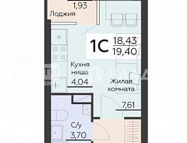 1-комнатная квартира, 19.4 м2