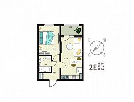 1-комнатная квартира, 37.04 м2