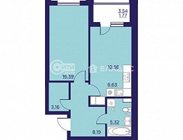 1-комнатная квартира, 51.41 м2