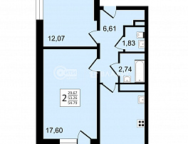 2-комнатная квартира, 54.79 м2