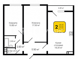 2-комнатная квартира, 61.7 м2