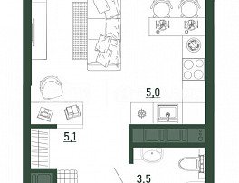 1-комнатная квартира, 27.7 м2