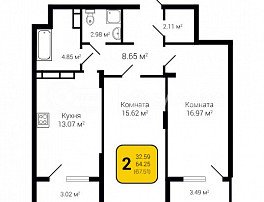 2-комнатная квартира, 67.51 м2