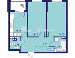 2-комнатная квартира, 64.02 м2