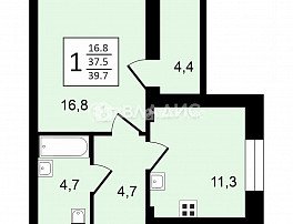 2-комнатная квартира, 60.1 м2