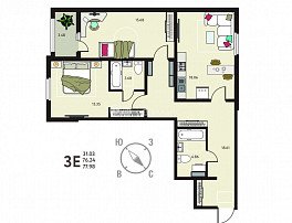2-комнатная квартира, 77.98 м2