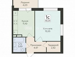 1-комнатная квартира, 40.24 м2