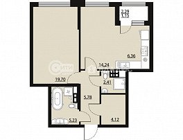 1-комнатная квартира, 58.99 м2