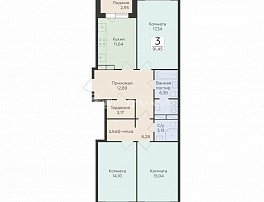 3-комнатная квартира, 91.45 м2