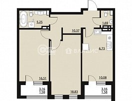 2-комнатная квартира, 72.69 м2