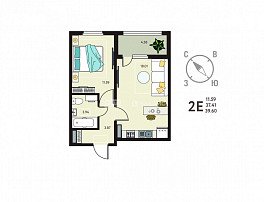 1-комнатная квартира, 39.6 м2