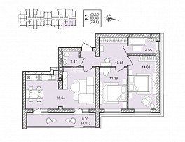 2-комнатная квартира, 73.5 м2