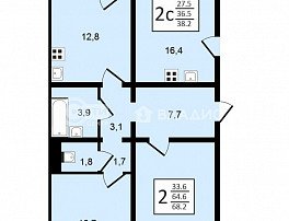 2-комнатная квартира, 68 м2