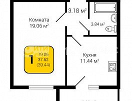 1-комнатная квартира, 39.44 м2