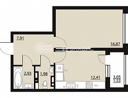 1-комнатная квартира, 43.4 м2