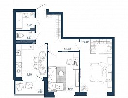 2-комнатная квартира, 56.2 м2