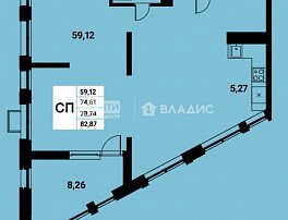 4-комнатная квартира, 75.63 м2