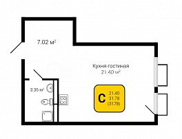 1-комнатная квартира, 31.78 м2