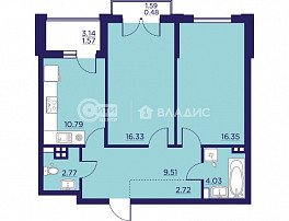 2-комнатная квартира, 64.55 м2