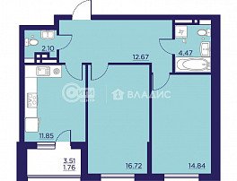 2-комнатная квартира, 64.41 м2