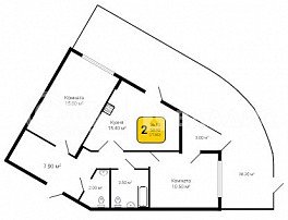 2-комнатная квартира, 71.6 м2
