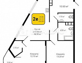 2-комнатная квартира, 64.9 м2