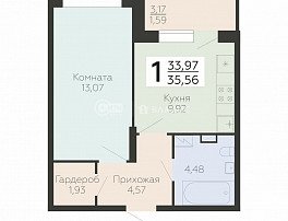 1-комнатная квартира, 35.44 м2