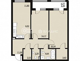 2-комнатная квартира, 82.34 м2