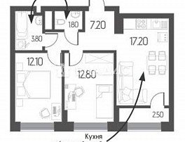 2-комнатная квартира, 58.7 м2