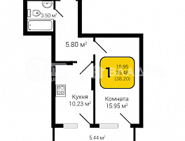 1-комнатная квартира, 38.2 м2