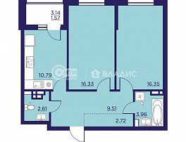 2-комнатная квартира, 63.84 м2