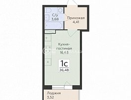 1-комнатная квартира, 26.48 м2