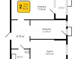 2-комнатная квартира, 60.31 м2