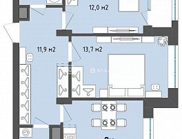 2-комнатная квартира, 60.6 м2