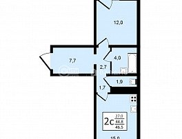 2-комнатная квартира, 46.5 м2