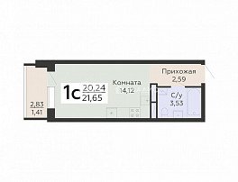 1-комнатная квартира, 21.65 м2
