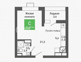 1-комнатная квартира, 31.4 м2