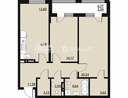 2-комнатная квартира, 81.14 м2