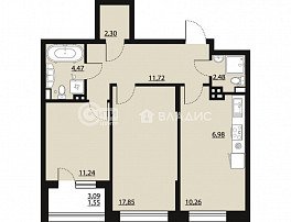 2-комнатная квартира, 68.85 м2
