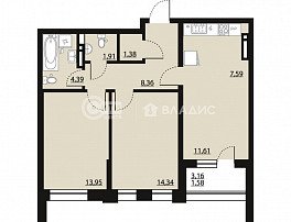 2-комнатная квартира, 65.7 м2