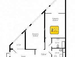 2-комнатная квартира, 74.73 м2