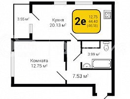 2-комнатная квартира, 46.18 м2
