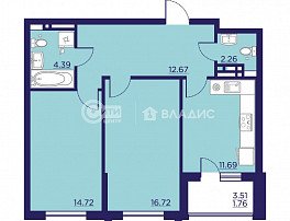2-комнатная квартира, 64.21 м2