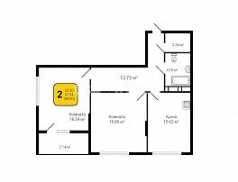 2-комнатная квартира, 69.8 м2