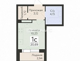 1-комнатная квартира, 20.59 м2